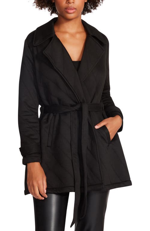 Steve Madden Kennedy Quilted Knit Jacket in Black, Size Large