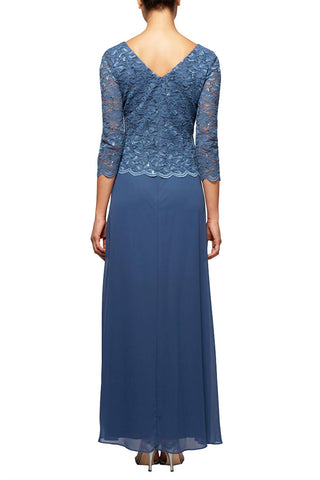 Alex Evenings - Vestido pequeno de renda e chiffon com detalhes em vieira