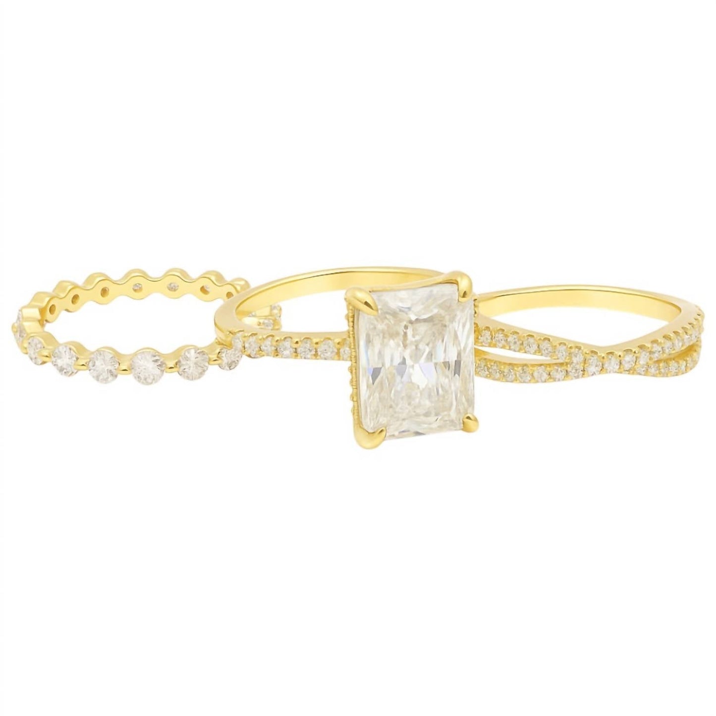 Allyanna Gifts - Women's Radiant Cut Moissanite Ring - 3 Piece Set