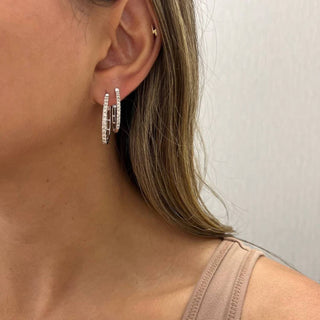 Diana M Jewels - Brincos de argola oval com diamante de 0,25 cts