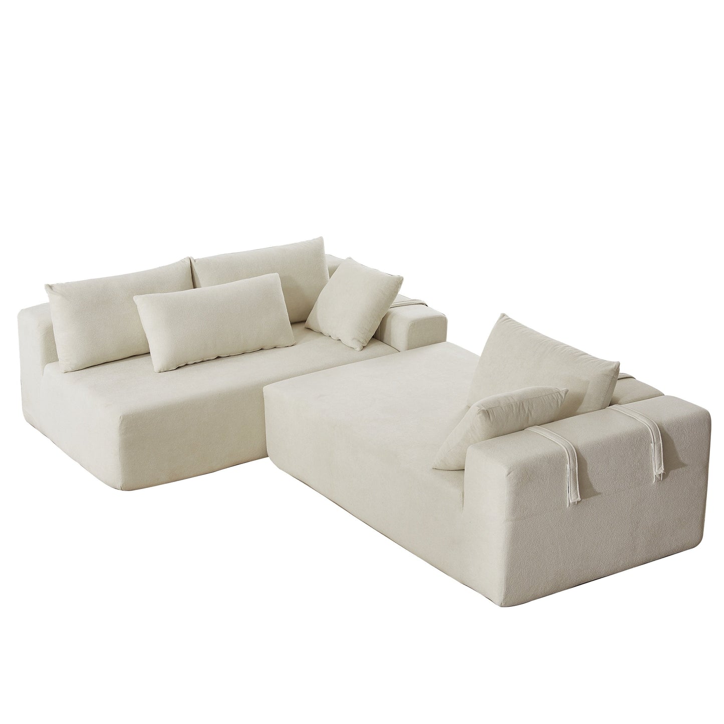 Modern Chenille Upholstered Sectional Sofa Couch Set