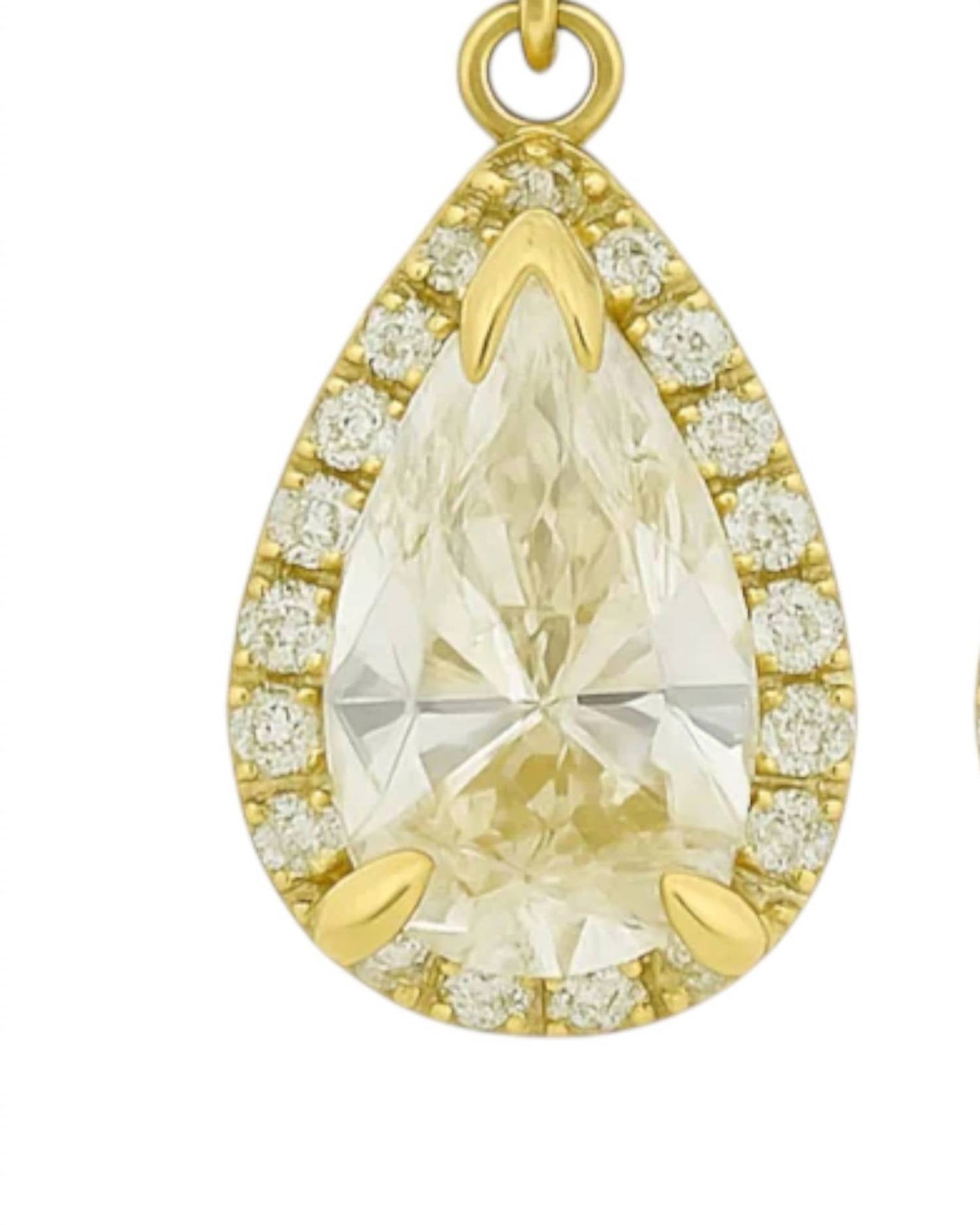 Allyanna Gifts - Women's Moissanite Pear Shape Halo Drop Huggie Earrings