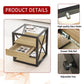 1 Piece Modern End Table with Drawer - Natural Wood & Tempered Glass