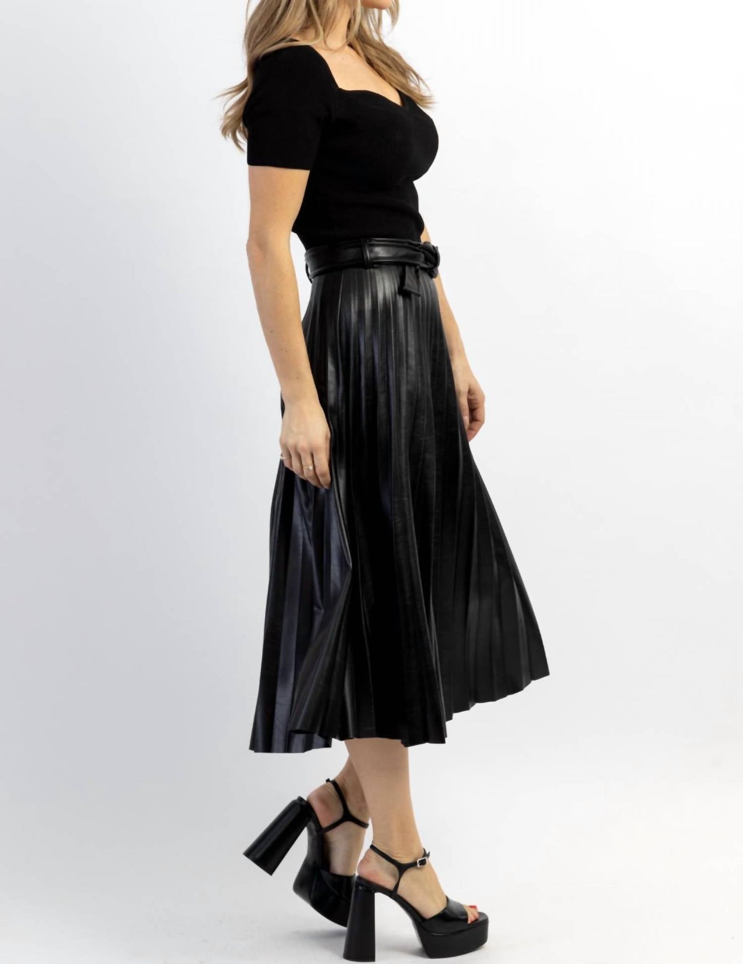 A.Ren - Camden Faux Leather Midi Skirt