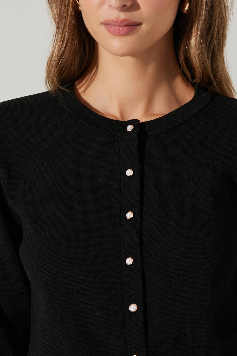 Astr - Denisa Faux Pearl Button Cardigan