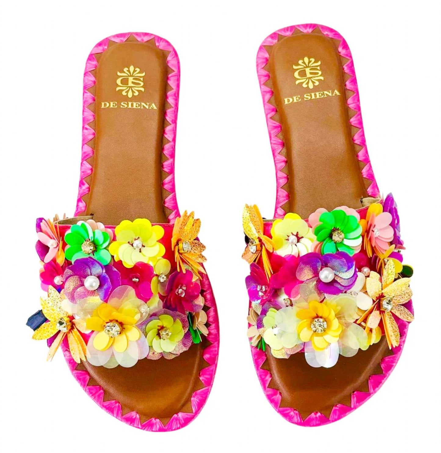 De Siena - Women's Fleur Paillettes Slides