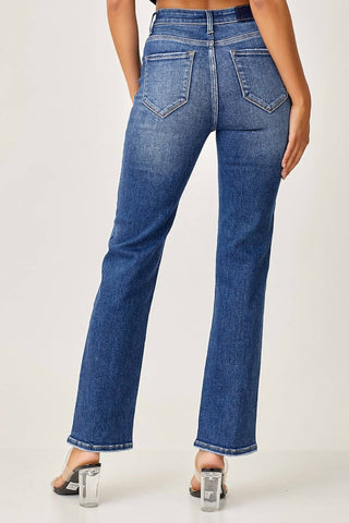 Risen - Calça Jeans Slim Relaxed Straight de Cintura Média