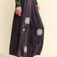Davi & Dani - Garment Washed Floral Patch Wide Pants