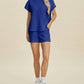 Double Take - Sleek Texture T-Shirt and Shorts Set