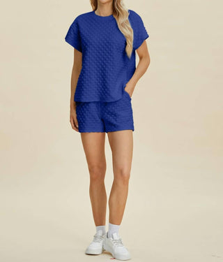 Double Take - Conjunto de camiseta e shorts com textura elegante
