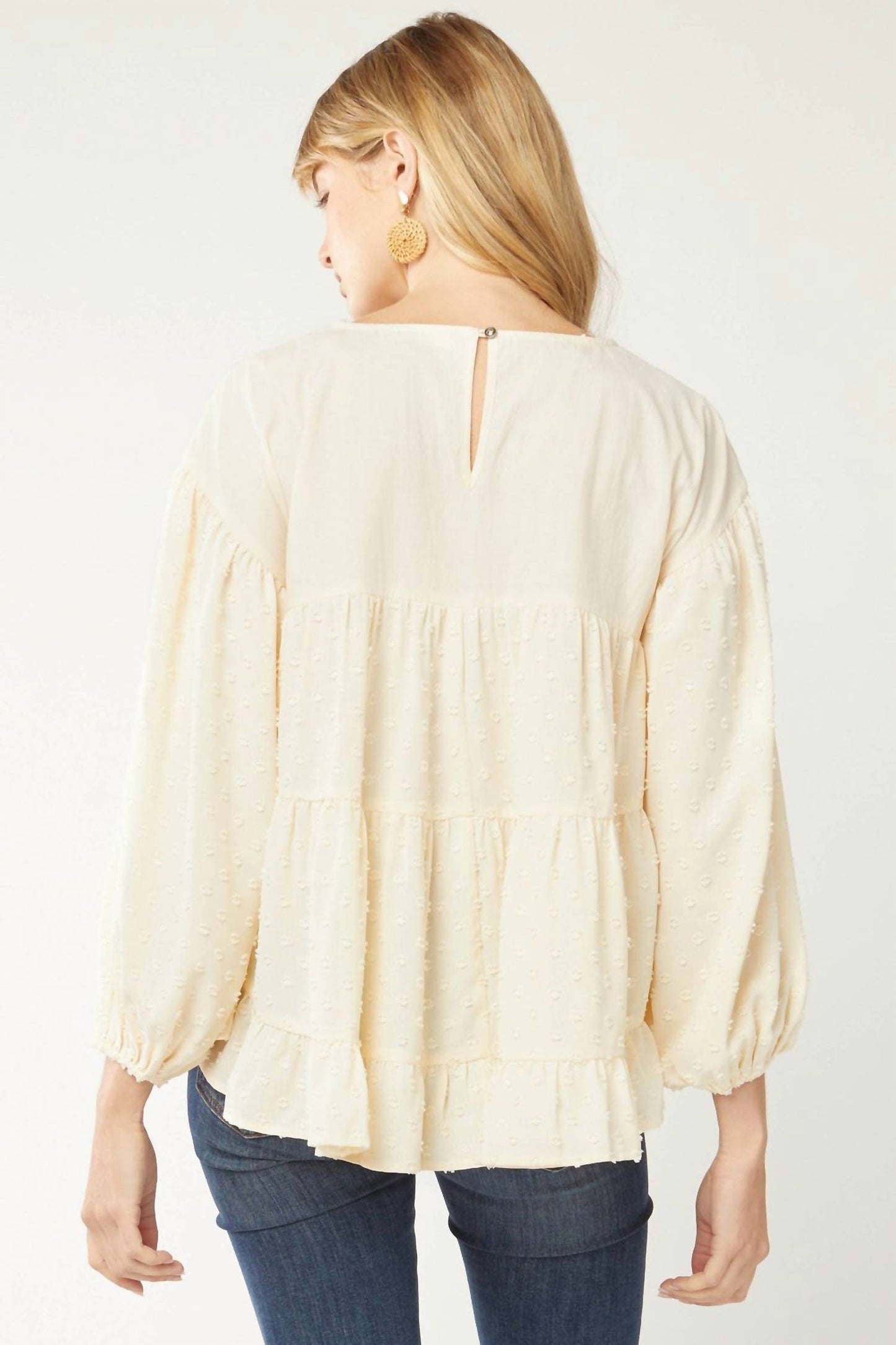 Entro - Embroidered Swiss Dot Blouse
