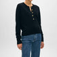 White + Warren - Cashmere Ribbed Gold Button Henley