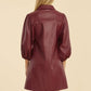 Dolce Cabo - Puff Sleeves Faux Leather Dress