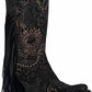 Corral - Stamped Floral Suede And Studs With Fringe Boot