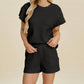 Double Take - Sleek Texture T-Shirt and Shorts Set