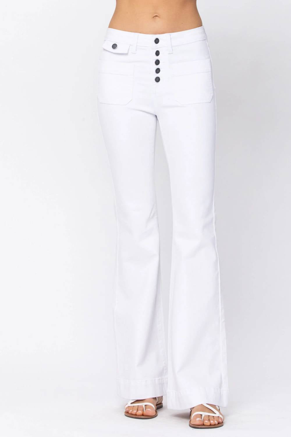 Judy Blue - High Rise Button Fly Patch Pocket Flare Jeans