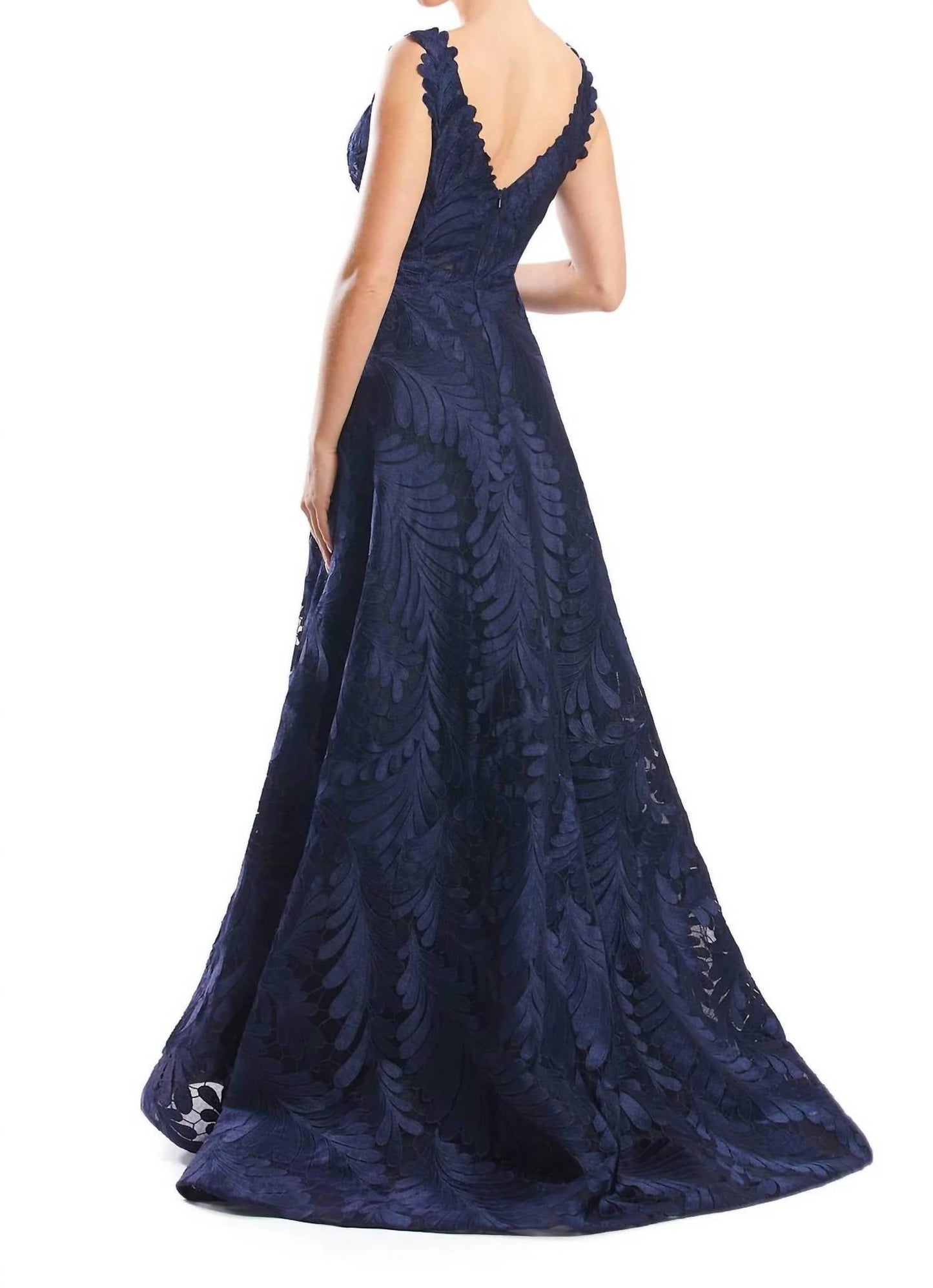 Daymor - Leaf Embroidered Evening Dress