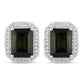 3.57 Carat Genuine Green Tourmaline and White Diamond 14K White Gold Earrings