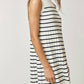 Lalavon - Striped Pleated Sleeveless Sweater Mini Dress