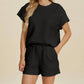 Double Take - Sleek Texture T-Shirt and Shorts Set