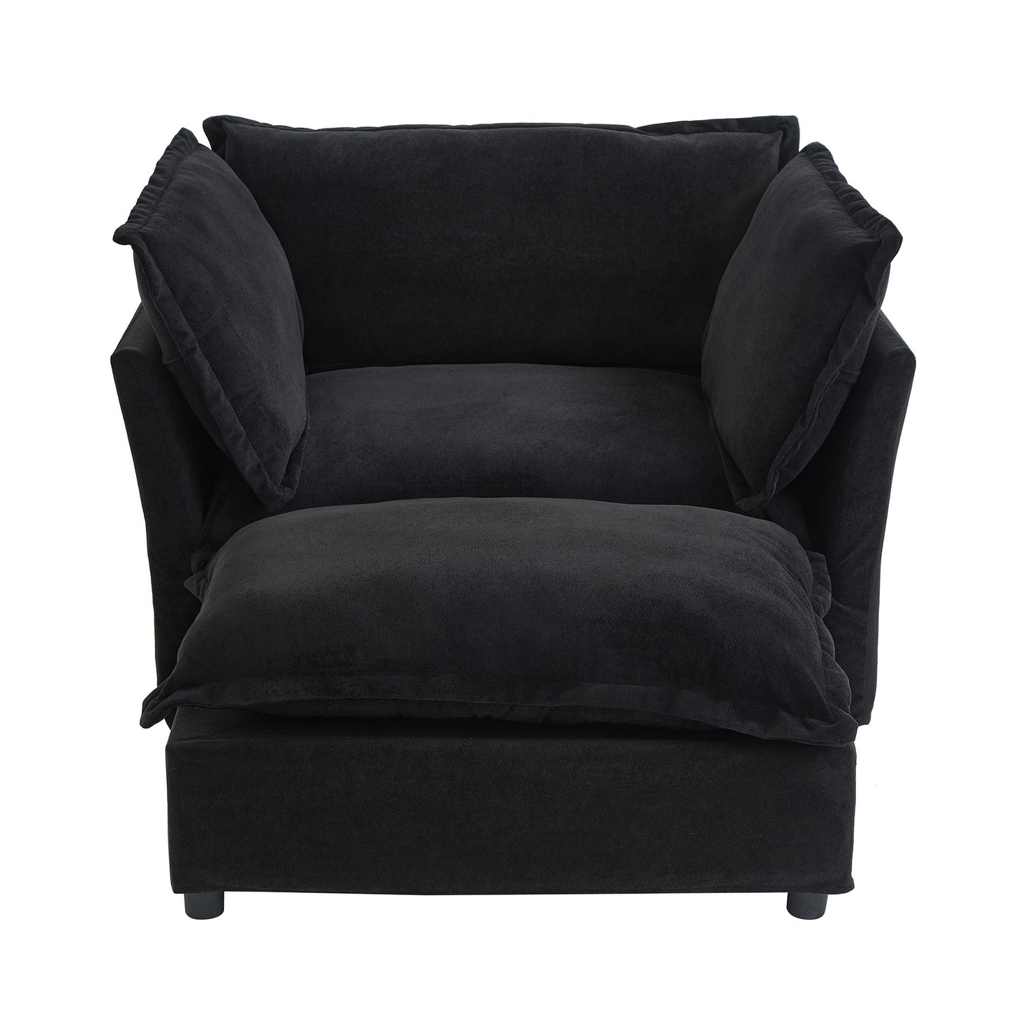 Modern Armchair Sofa 47" Cozy Upholstered Sofa Chair with Movable Ottoman