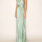 B.Right - Satin Pleated Halter Midi Dress