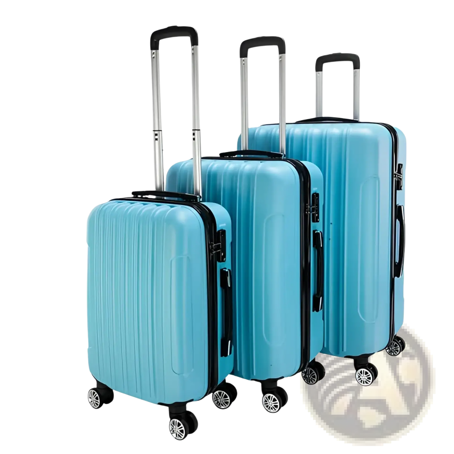 3-in-1 Blue Textured Rolling Hardshell Suitcase Set