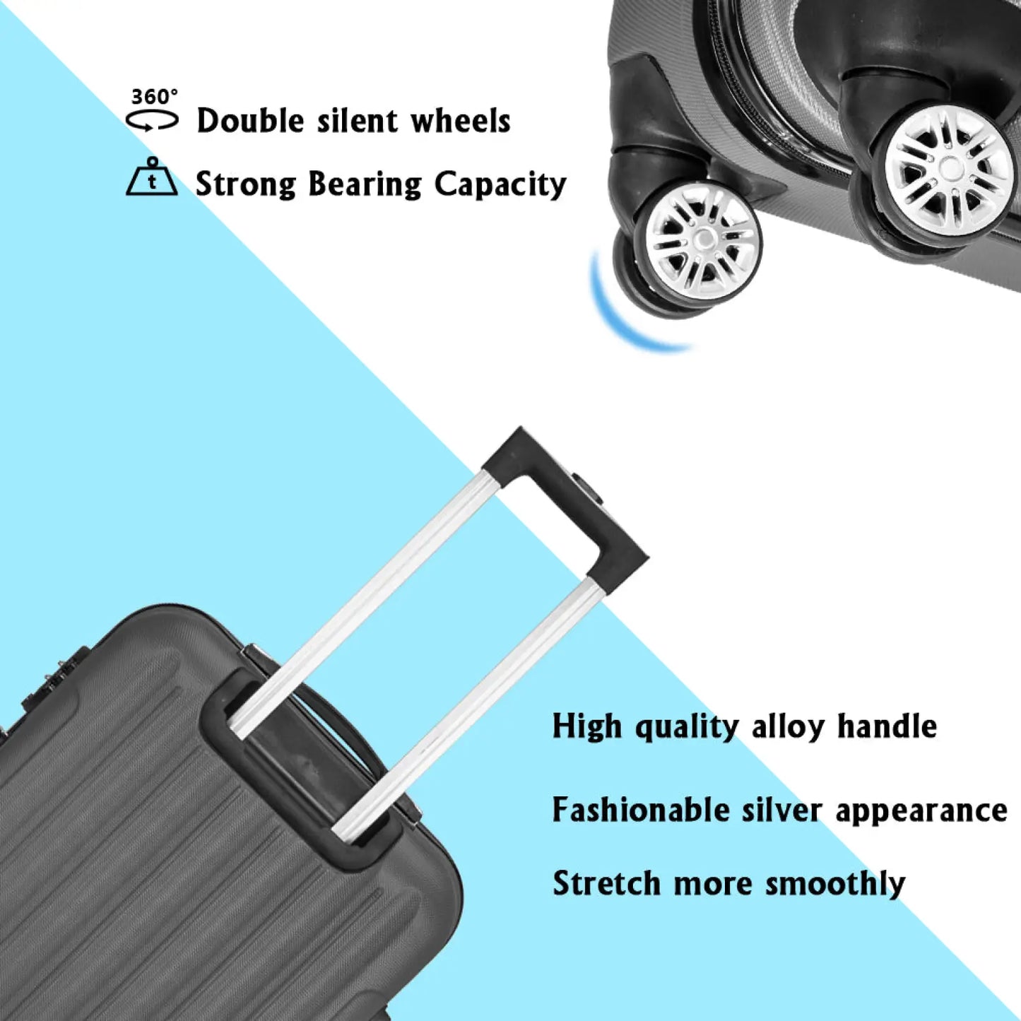 3-in-1 Dark Gray Hardshell Spinner Luggage Set