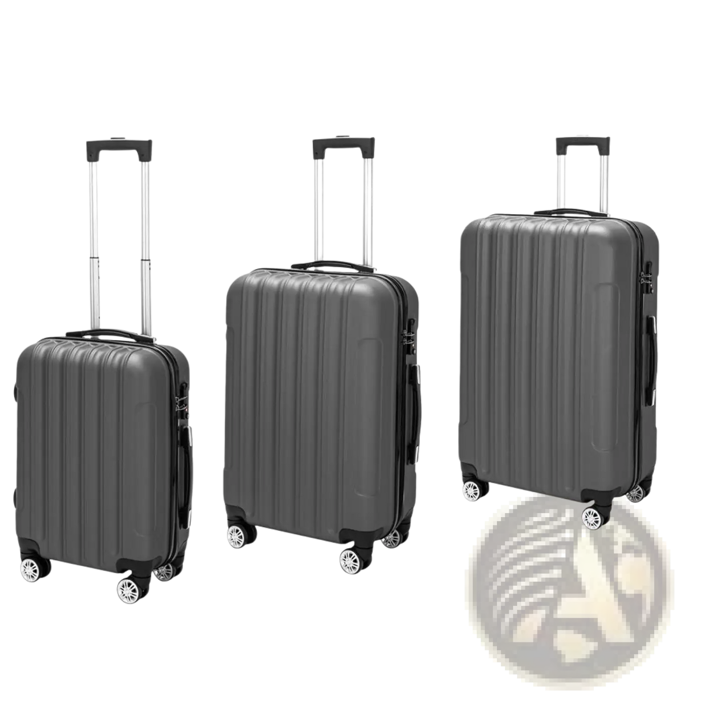 3-in-1 Dark Gray Hardshell Spinner Luggage Set