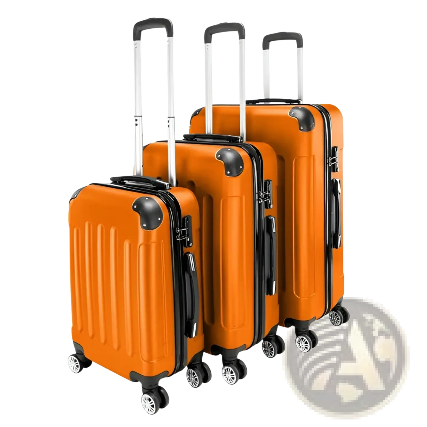 3-in-1 Lightweight Orange Abs Hard Shell Trolley Suitcase Set