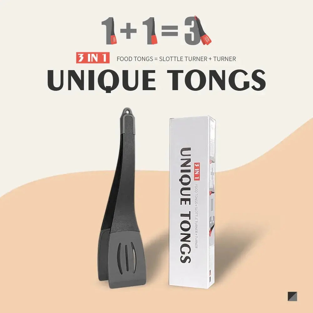 3-in-1 Silicone Slotted Spatula and Kitchen Tongs Clip