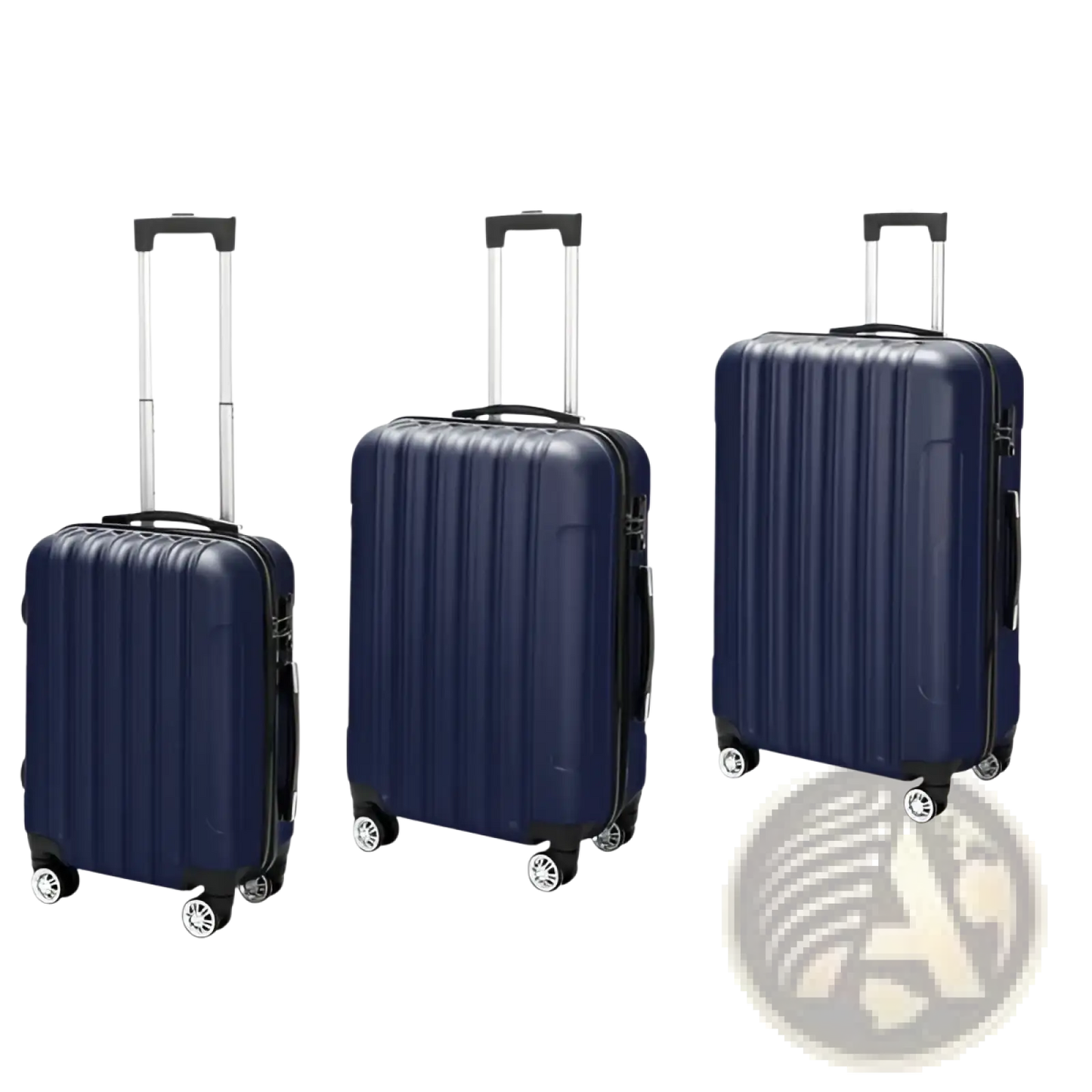 3-piece Navy Blue Hard Shell Spinner Luggage Set