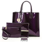 Premium 3-piece Crimson Leather Tote and Clutch Set
