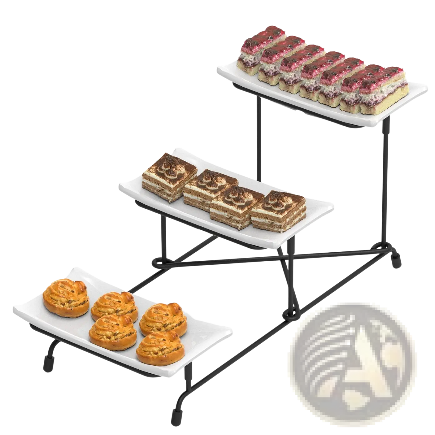 3 Tier Serving Stand with Rectangular Melamine Trays