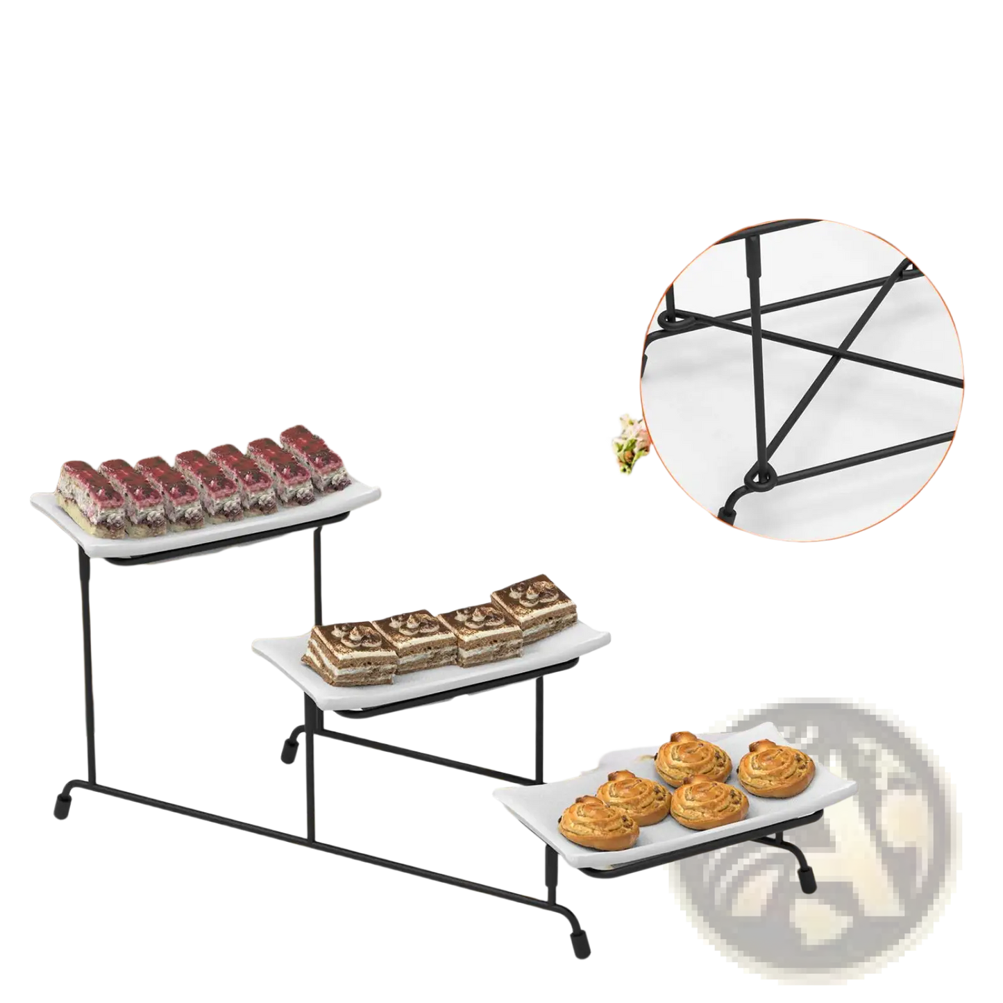3 Tier Serving Stand with Rectangular Melamine Trays