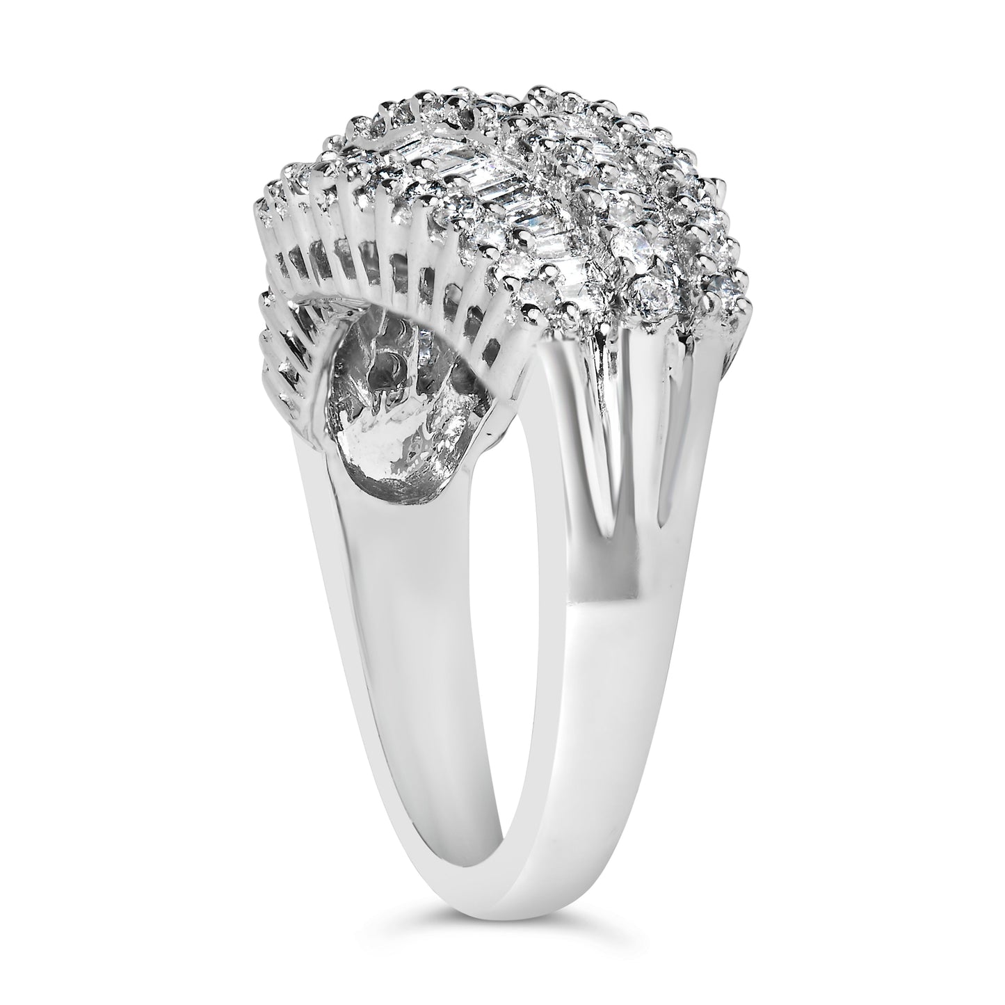 14K White Gold Diamond Cocktail Ring Band (1 3/4 Cttw, H-I Color, SI2-I1 Clarity) - Size 6-1/2