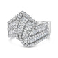 14K White Gold 1-1/2 Cttw Round and Baguette Diamond Bypass Cocktail Ring Band (H-I Color, SI1-SI2 Clarity) - Size 7