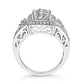 10K White Gold 1.0 Cttw Diamond Rectangular Cushion Shaped Cluster Halo Flared Band Cocktail Fashion Ring (H-I Color, SI2-I1 Clarity) - Size 7