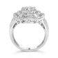14K White Gold 1.0 Cttw Round & Baguette Cut Diamond Floral Cluster Quatrefoil Channel Set Band Cocktail Statement Ring (H-I Color, SI2-I1 Clarity) - Size 6-3/4