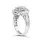 14K White Gold 1.0 Cttw Round & Baguette Cut Diamond Floral Cluster Quatrefoil Channel Set Band Cocktail Statement Ring (H-I Color, SI2-I1 Clarity) - Size 6-3/4