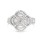 14K White Gold 1.0 Cttw Round & Baguette Cut Diamond Floral Cluster Quatrefoil Channel Set Band Cocktail Statement Ring (H-I Color, SI2-I1 Clarity) - Size 6-3/4
