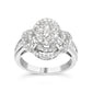 14K White Gold 1.0 Cttw Round & Baguette Cut Diamond Floral Cluster Quatrefoil Channel Set Band Cocktail Statement Ring (H-I Color, SI2-I1 Clarity) - Size 6-3/4