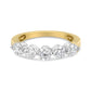 14K White and Yellow Gold 1 1/2 Cttw 2 Prong Cup Set Round-Cut Diamond 5 Stone Ring Band (H-I Color, SI2-I1 Clarity) - Ring Size 7