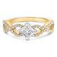 10K Two Tone Color 5/8 Cttw Diamond Kite and Twist Shank Ring (H-I Color,SI2-I1 Clarity)