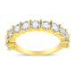 14K Yellow Gold Plated .925 Sterling Silver 2.00 Cttw Shared Prong Set Round-Diamond 11 Stone Band Ring (J-K Color, I1-I2 Clarity) - Size 7
