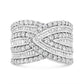 .925 Sterling Silver 2 3/8 Cttw Diamond Multi Row Overlay Band Ring ( J-K Color, I3 Clarity) - Ring Size 7