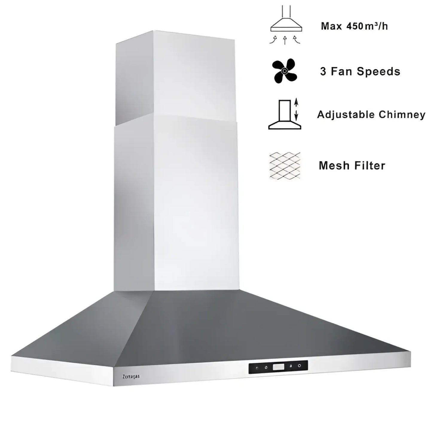 30 Inch Wall Mount Range Hood 450 Cfm Stainless Steel