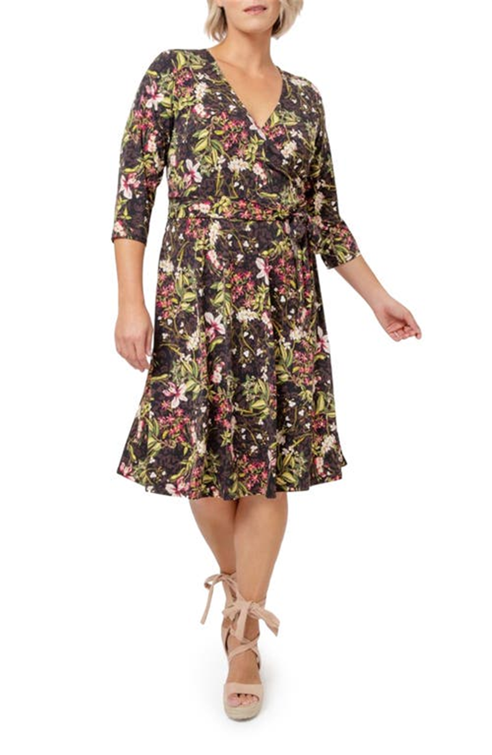 Vestido envelope falso perfeito para mulheres Leota, marrom, tamanho 3X