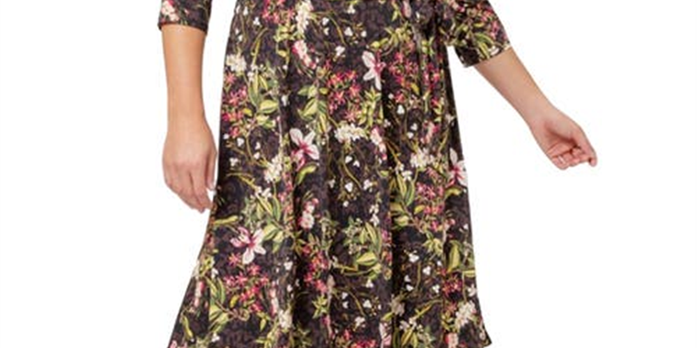 Vestido envelope falso perfeito para mulheres Leota, marrom, tamanho 3X