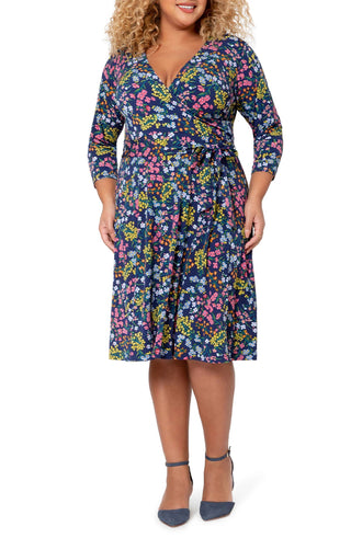Vestido envelope falso feminino Leota azul